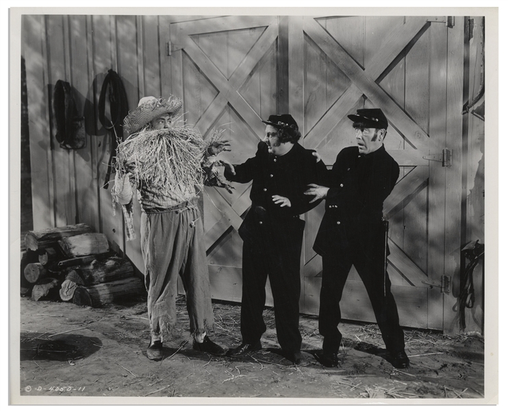 Lot of Five 10 x 8 Glossy Photos From the 1946 Three Stooges Film Uncivil War Birds -- Very Good Condition